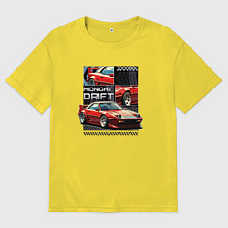 Футболка оверсайз мужская Спортивная машина по кусочкам и целиком, цвет: желтый