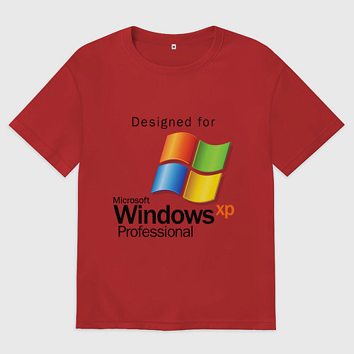 Мужская футболка оверсайз Предназначен для windows xp / Красный – фото 1