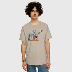 Футболка оверсайз мужская Селфи скелетик, цвет: миндальный — фото 2