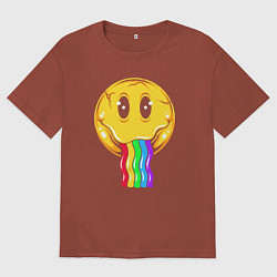 Футболка оверсайз мужская Rainbow smile, цвет: кирпичный
