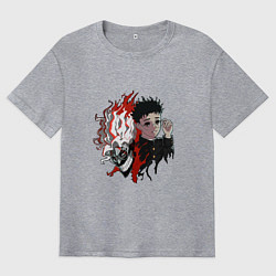 Футболка оверсайз мужская Дандадан: Окарун, цвет: меланж