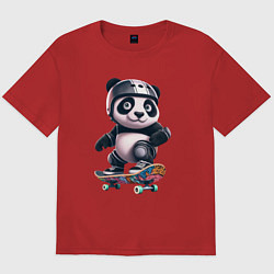 Футболка оверсайз мужская Cool panda on a skateboard - extreme, цвет: красный