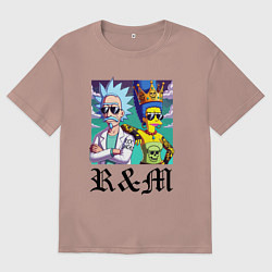 Футболка оверсайз мужская Рик Санчес и королева Мардж Симпсон - коллаба, цвет: пыльно-розовый