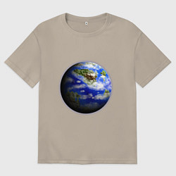 Футболка оверсайз мужская Голубая планета, цвет: миндальный