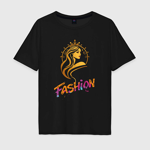 Мужская футболка оверсайз Fashion - портрет девушки / Черный – фото 1
