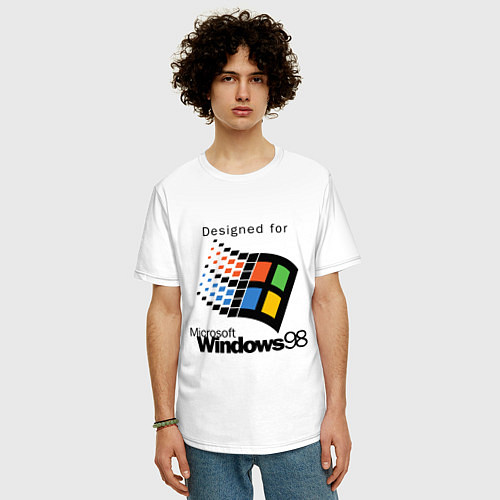 Мужская футболка оверсайз Предназначен для windows 98 / Белый – фото 3