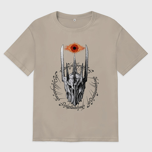 Мужская футболка оверсайз Око Саурона и руны Властелин колец / Миндальный – фото 1