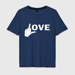 Футболка оверсайз мужская Love - fuck, цвет: тёмно-синий