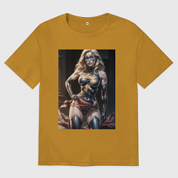 Футболка оверсайз мужская Мисс Марвел в суперкостюме, цвет: горчичный