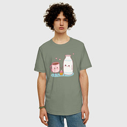 Футболка оверсайз мужская Кофе с молоком, цвет: авокадо — фото 2