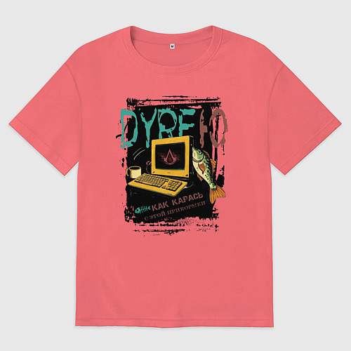 Мужская футболка оверсайз Ассасинс криид шадоу / Коралловый – фото 1