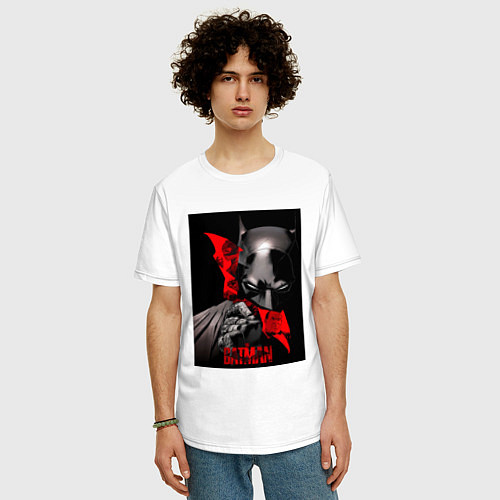 Мужская футболка оверсайз Бэтмен и пингвин / Белый – фото 3