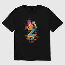 Футболка оверсайз мужская Jazz styles in abstract color, цвет: черный