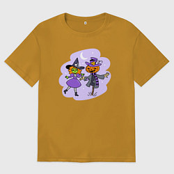 Футболка оверсайз мужская Ведьма и пугало, цвет: горчичный