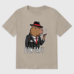Футболка оверсайз мужская Дон капибара, цвет: миндальный