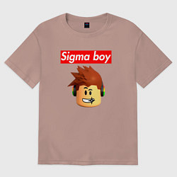 Футболка оверсайз мужская Sigma boy roblox head - мем Роблокс Сигма бой, цвет: пыльно-розовый