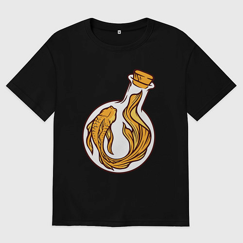 Мужская футболка оверсайз Золотая рыбка в колбе / Черный – фото 1