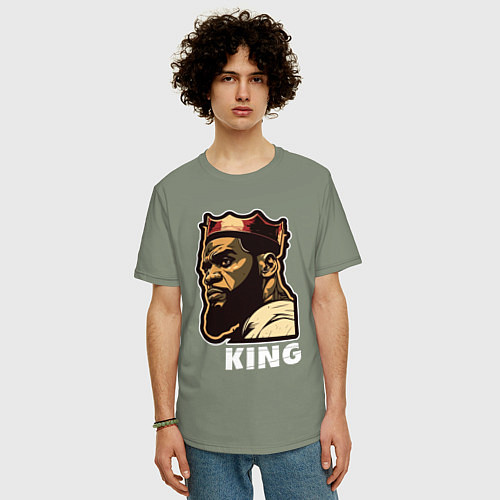 Мужская футболка оверсайз Король Леброн Джеймс / Авокадо – фото 3