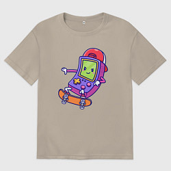 Футболка оверсайз мужская Тетрис на скейте, цвет: миндальный