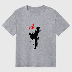 Футболка оверсайз мужская Кикбоксинг атака, цвет: меланж