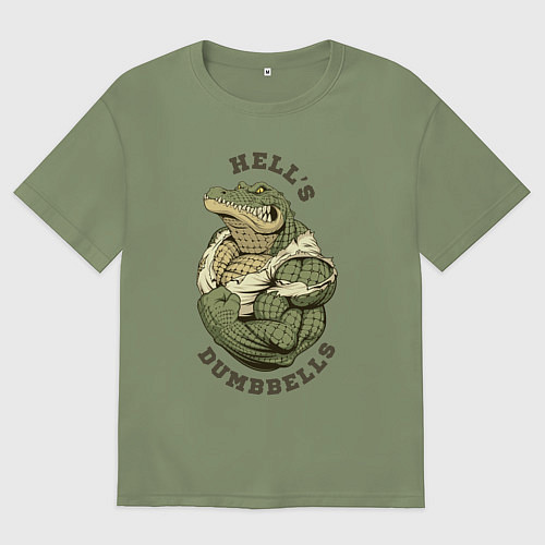 Мужская футболка оверсайз Crocodile bodybuilder / Авокадо – фото 1