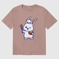 Футболка оверсайз мужская Зайка поварёнок, цвет: пыльно-розовый