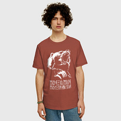 Футболка оверсайз мужская Моя земля мои правила: медведь, цвет: кирпичный — фото 2