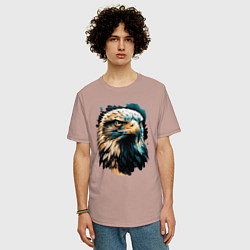 Футболка оверсайз мужская Взгляд хищника, цвет: пыльно-розовый — фото 2