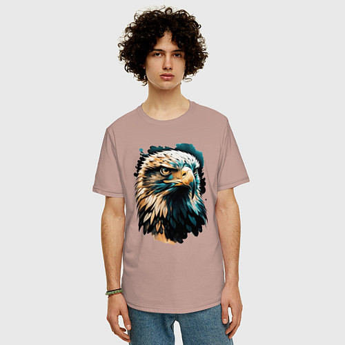 Мужская футболка оверсайз Взгляд хищника / Пыльно-розовый – фото 3