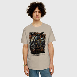 Футболка оверсайз мужская Мотоцикл кастом, цвет: миндальный — фото 2