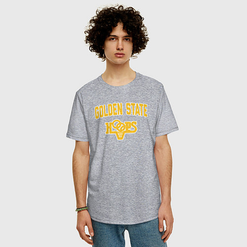 Мужская футболка оверсайз Golden State hoops / Меланж – фото 3