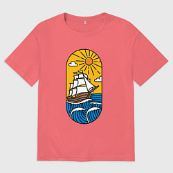 Футболка оверсайз мужская Sunny ship, цвет: коралловый