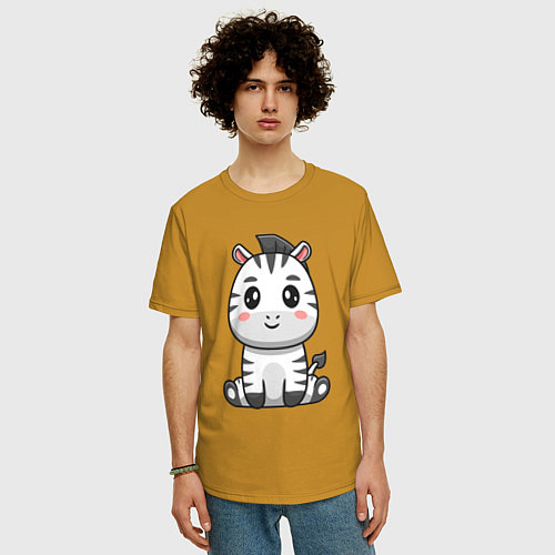 Мужская футболка оверсайз Весёлая зебра / Горчичный – фото 3