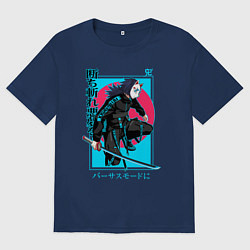 Футболка оверсайз мужская Томиока в маске, цвет: тёмно-синий