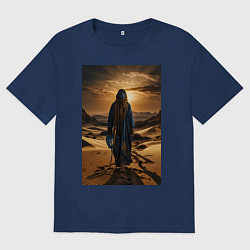 Футболка оверсайз мужская Человек в пустыне, цвет: тёмно-синий