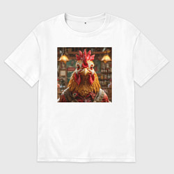 Футболка оверсайз мужская Петух, цвет: белый