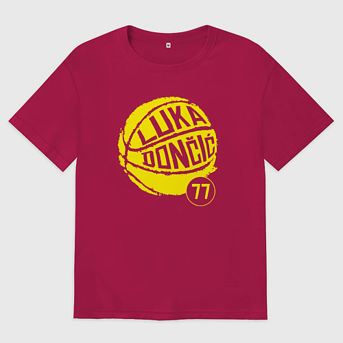 Мужская футболка оверсайз Luka Doncic ball / Маджента – фото 1