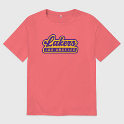 Футболка оверсайз мужская Basketball LA Lakers, цвет: коралловый
