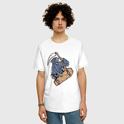 Футболка оверсайз мужская Смерть на скейте, цвет: белый — фото 2