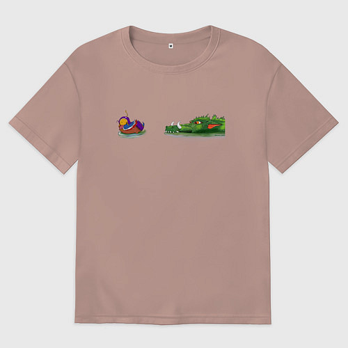 Мужская футболка оверсайз Duck and Dragon / Пыльно-розовый – фото 1