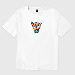 Футболка оверсайз мужская Жест руки Шака или Джамбо, цвет: белый