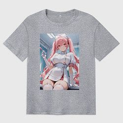 Футболка оверсайз мужская Медсестричка сделает тебе укол любви, цвет: меланж