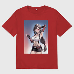 Футболка оверсайз мужская Тифа Локхарт из Final Fantasy VII, цвет: красный