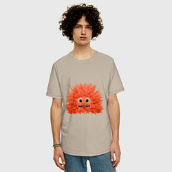 Футболка оверсайз мужская Fluffy monster orange, цвет: миндальный — фото 2