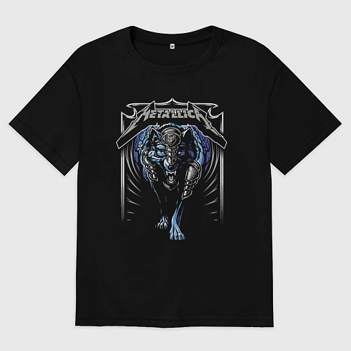 Мужская футболка оверсайз Metallica thrash metal style - wolf / Черный – фото 1