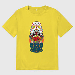Футболка оверсайз мужская Матрешка в расписном шлеме имперского штурмовика, цвет: желтый