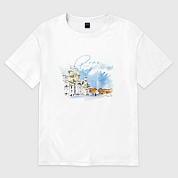 Футболка оверсайз мужская Италия Рим - акварельный набросок, цвет: белый