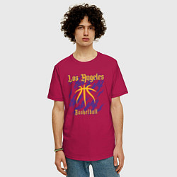 Футболка оверсайз мужская Basketball Lakers, цвет: маджента — фото 2
