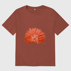 Футболка оверсайз мужская Сartoon monster fluffy orange, цвет: кирпичный