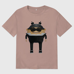 Футболка оверсайз мужская Cartoon agent female in black suit, цвет: пыльно-розовый